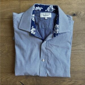 Ted Baker Endurance Long Sleeve Button Up Collared Shirt Blue SZ 16 32/33